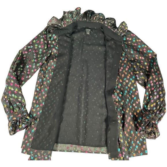 Halogen x Atlantic-Pacific XS Set High Neck Blouse Midi Skirt Multicolor Dot - Picture 11 of 16